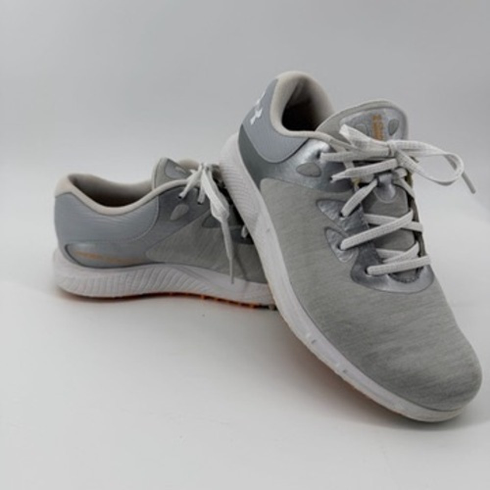 Under Armour Charged Impulse Golf Shoes Women's Size 8 Gray White Lace‎ Up